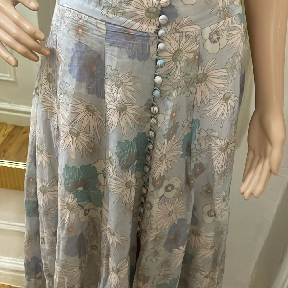 Sandro Cream and blue A-Line Maxi Skirt Resort Wear - Picture 11 of 14